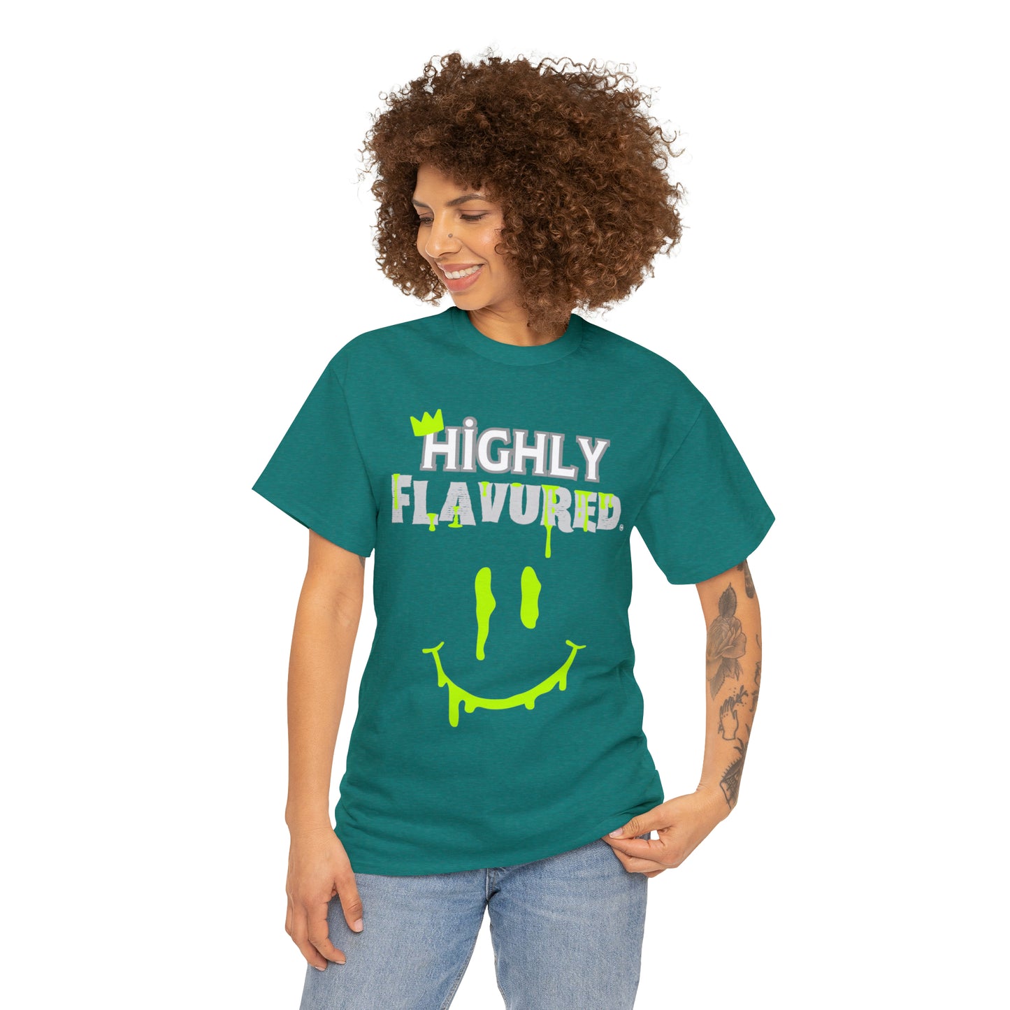 "Smighly" NEON GREEN/TEAL tee