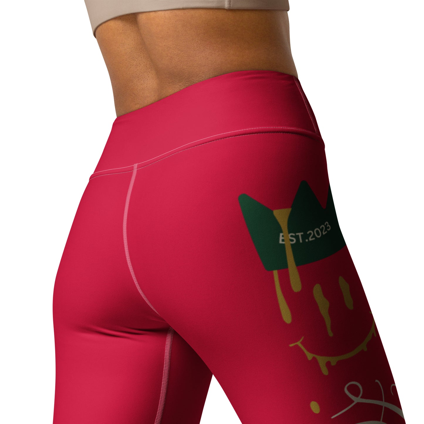 RED/GREEN/GOLD “HF” Yoga Leggings