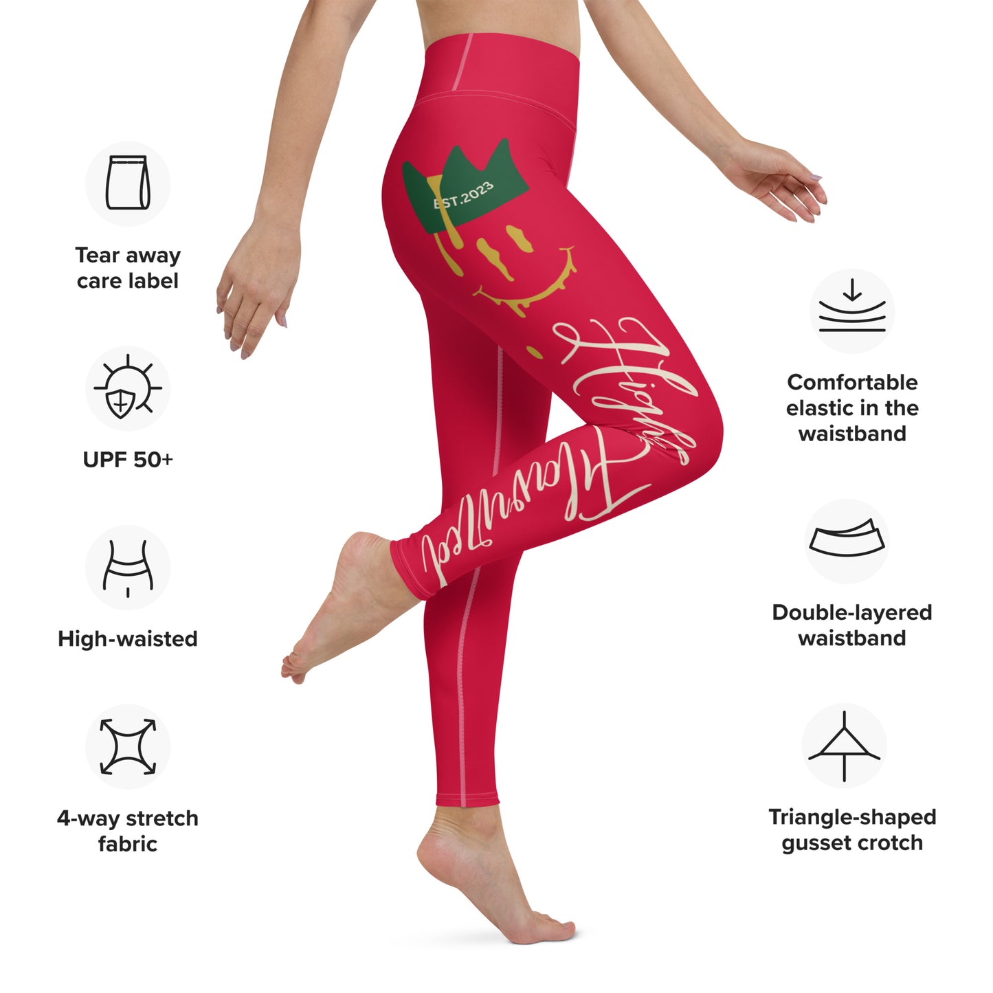 RED/GREEN/GOLD “HF” Yoga Leggings