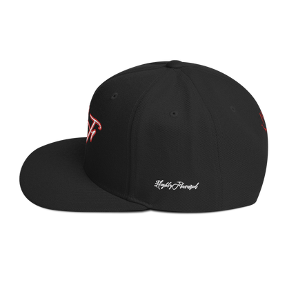 WHT/RED "HF" Emblem Snapback Hat