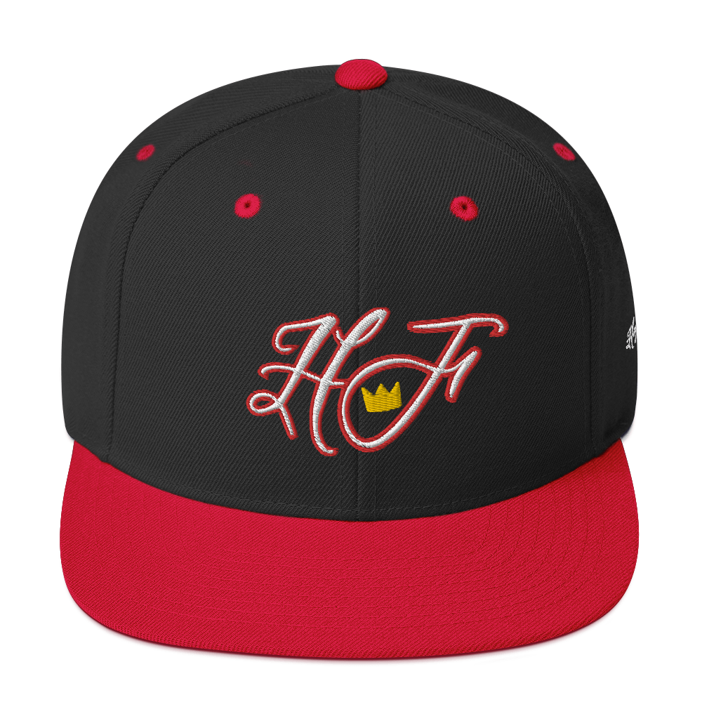 WHT/RED "HF" Emblem Snapback Hat