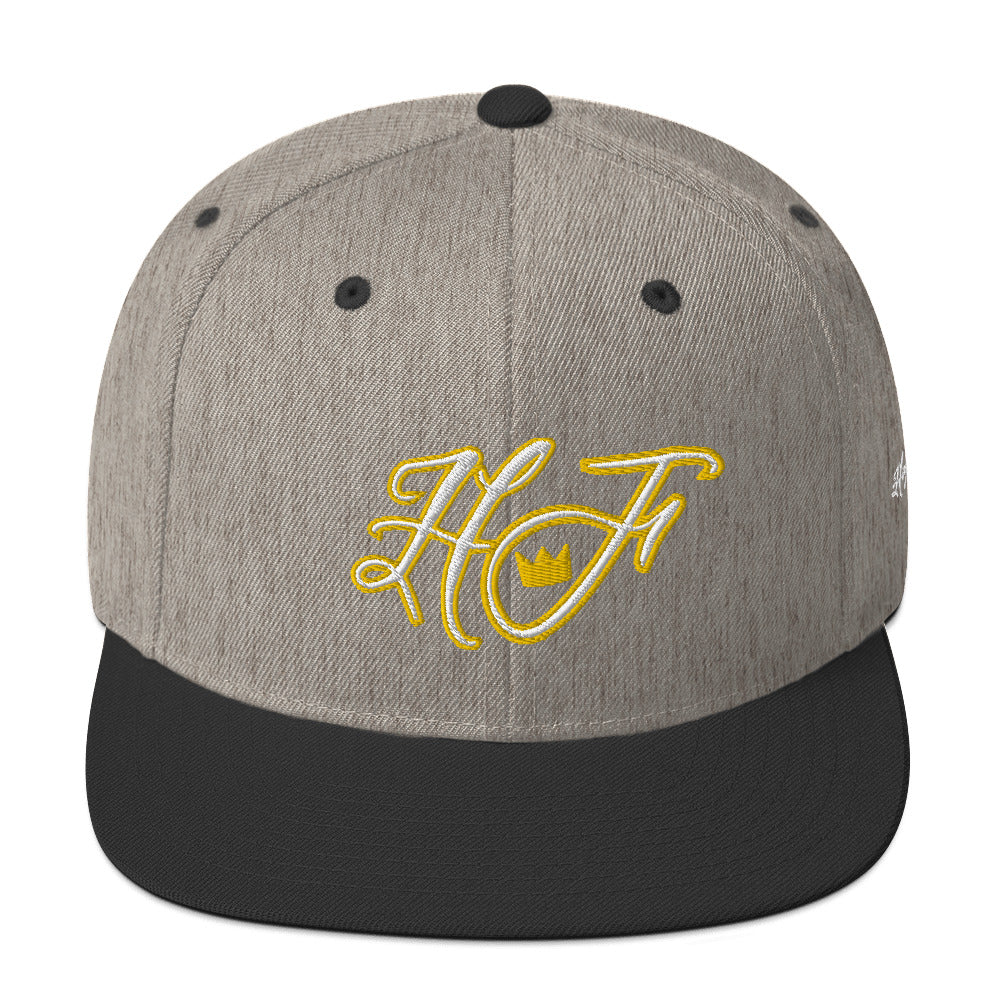 WHT/YELLOW "HF" Emblem Snapback Hat