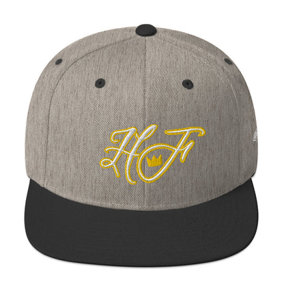 WHT/YELLOW "HF" Emblem Snapback Hat