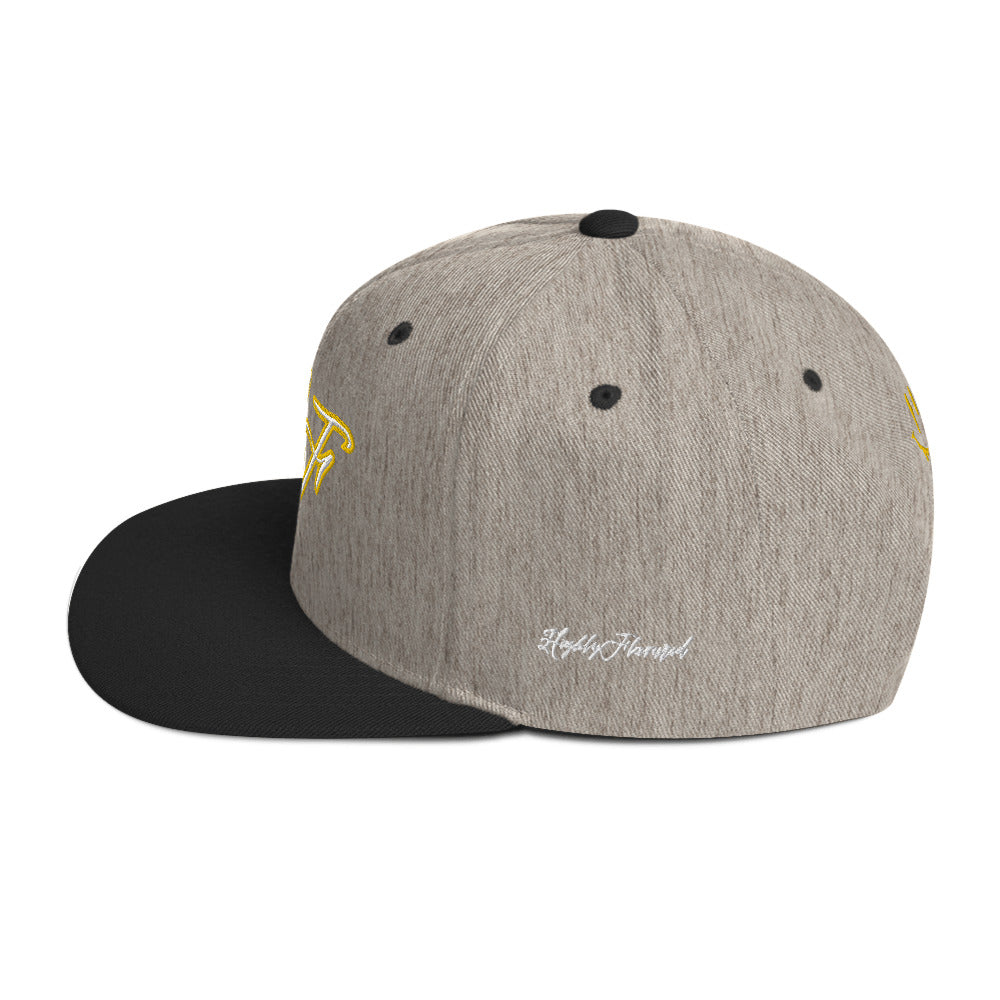 WHT/YELLOW "HF" Emblem Snapback Hat