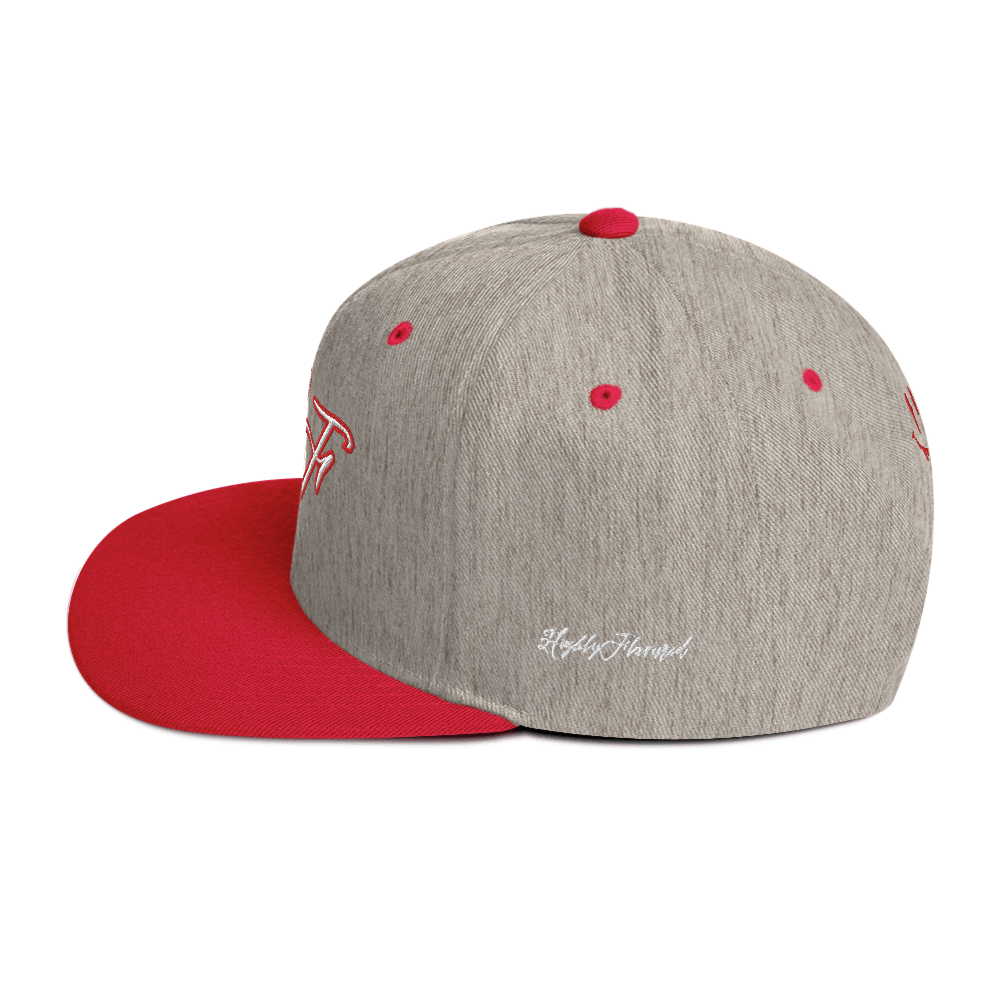 WHT/RED "HF" Emblem Snapback Hat