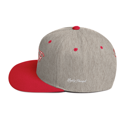 WHT/RED "HF" Emblem Snapback Hat