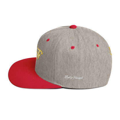 WHT/YELLOW "HF" Emblem Snapback Hat