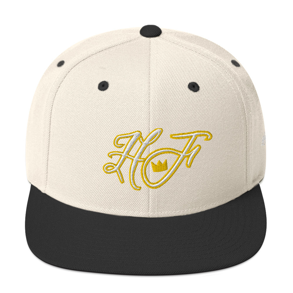 WHT/YELLOW "HF" Emblem Snapback Hat