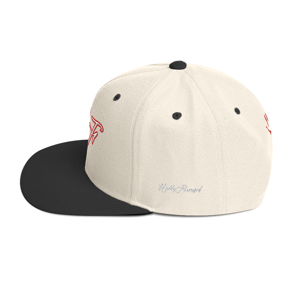 WHT/RED "HF" Emblem Snapback Hat