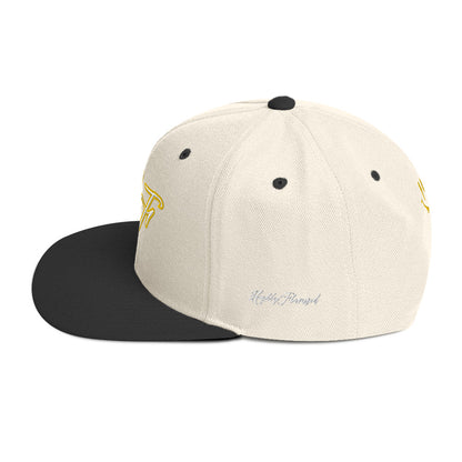 WHT/YELLOW "HF" Emblem Snapback Hat