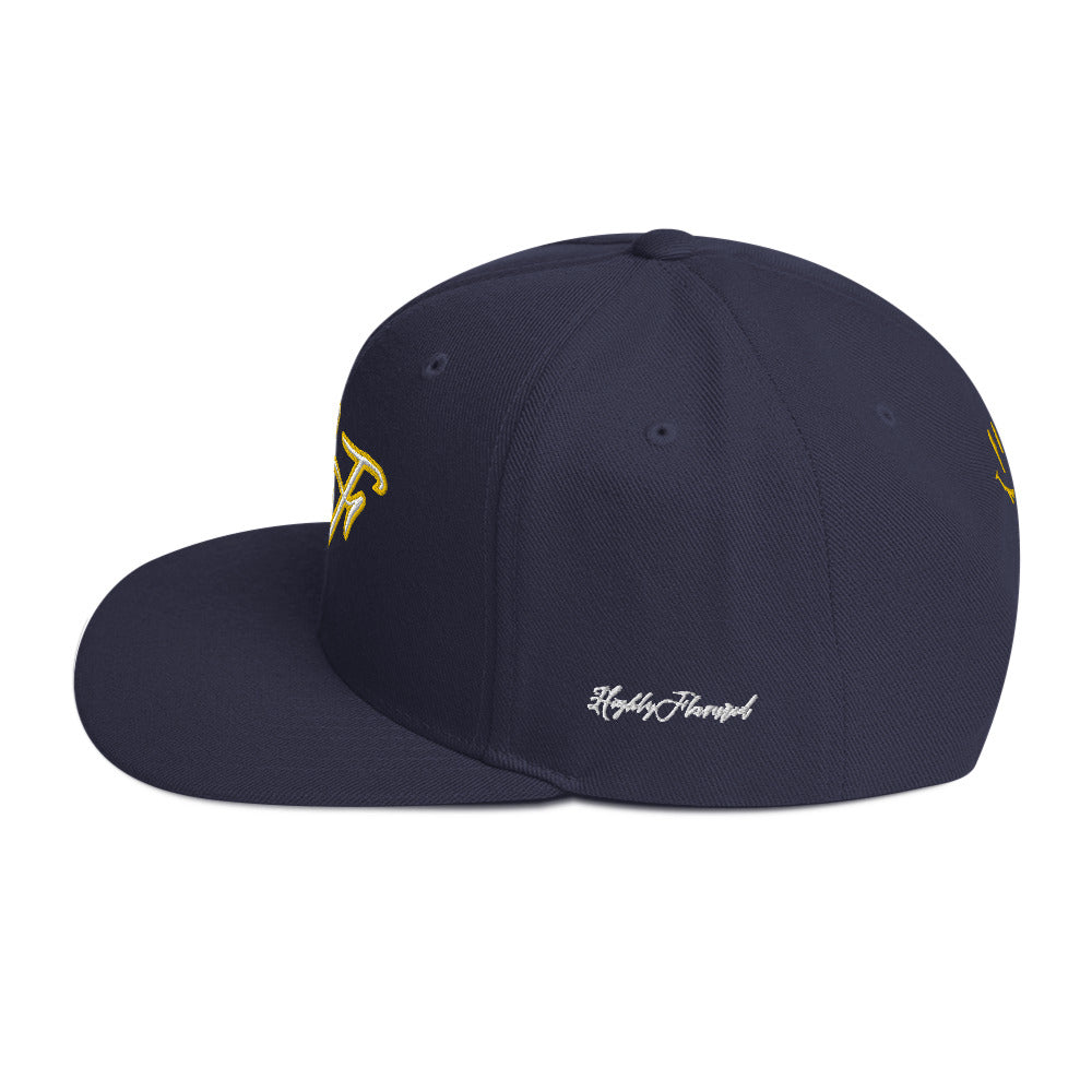 WHT/YELLOW "HF" Emblem Snapback Hat